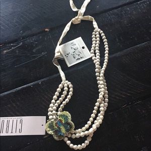Anthropologie Butterfly Fabric Necklace